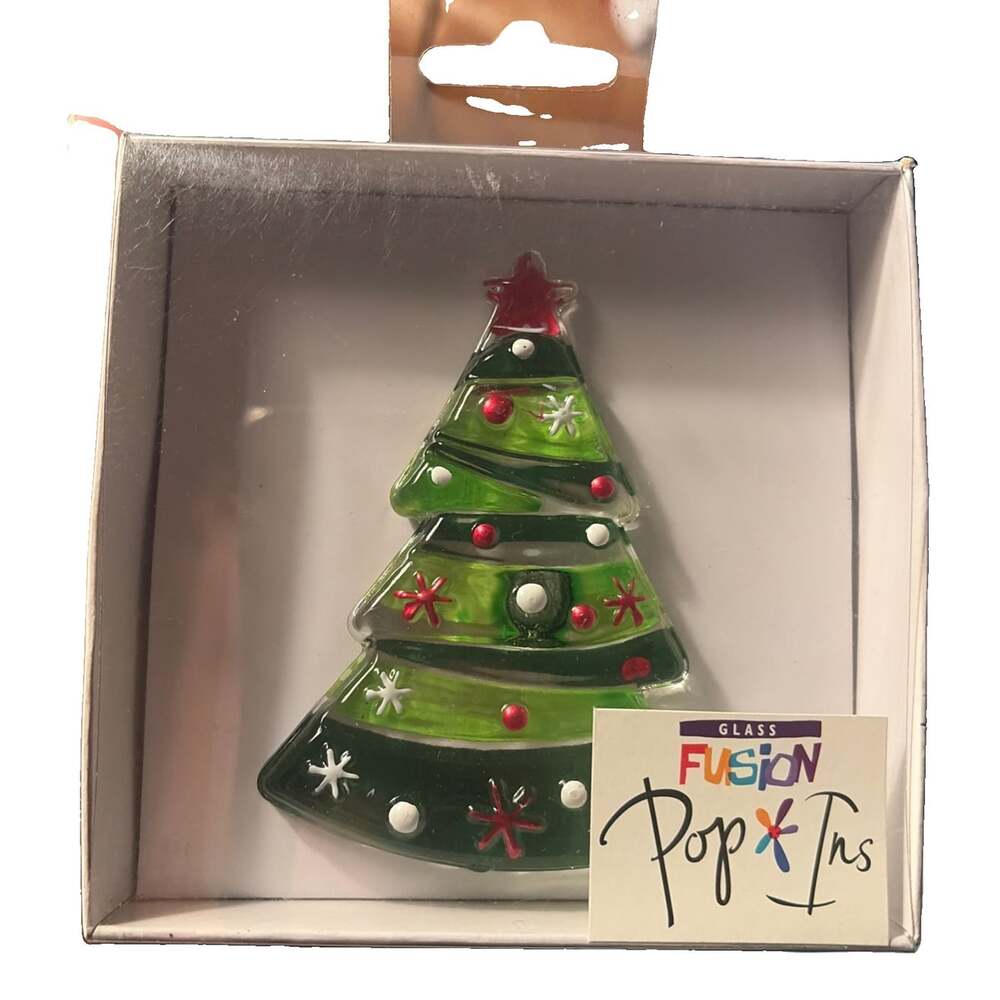 Glass Fushion Pop Ins Christmas Tree 3”X3.5” Holiday, Lori Siebert For Silversti